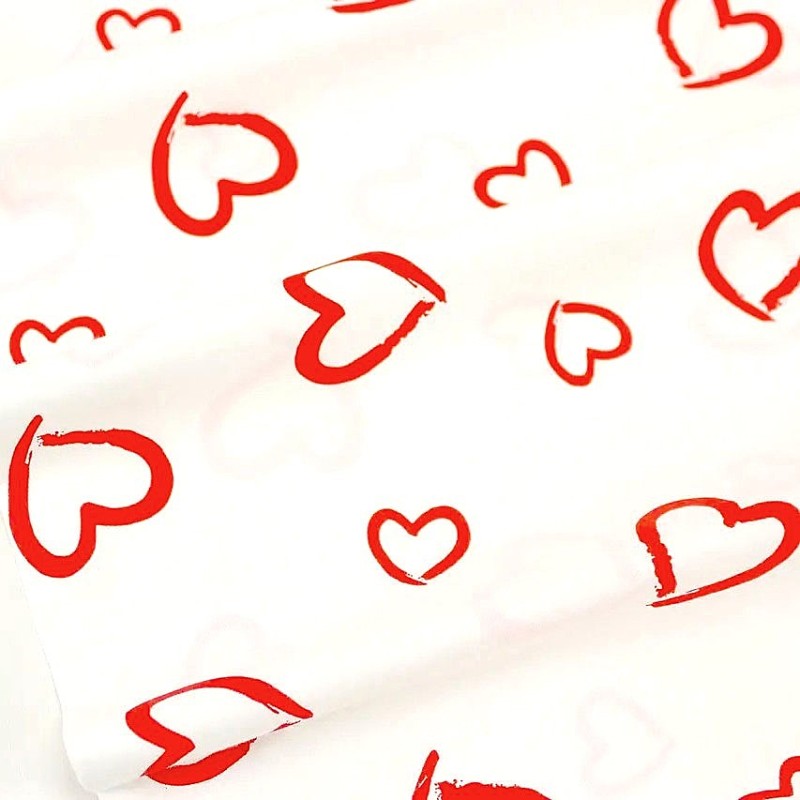 Tela da algodón Corazones Rojos Fondo Blanco 2 | Telas Lobo