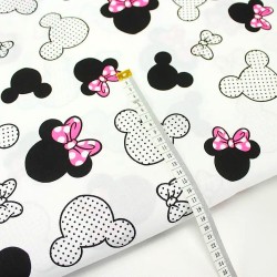 Tela de algodón Minnie Mouse Lazo fucsia Cabeza Grande | Telas Lobo
