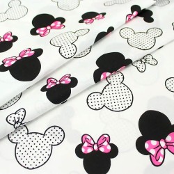 Tela Minnie Mouse Lazo fucsia Cabeza Grande
