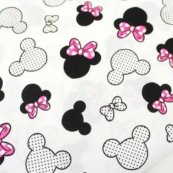 Tela de algodón Minnie Mouse Lazo fucsia Cabeza Grande | Telas Lobo