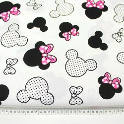 Tela de algodón Minnie Mouse Lazo fucsia Cabeza Grande | Telas Lobo