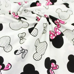 Tela de algodón Minnie Mouse Lazo fucsia Cabeza Grande | Telas Lobo