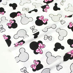 Tela de algodón Minnie Mouse Lazo fucsia Cabeza Grande | Telas Lobo