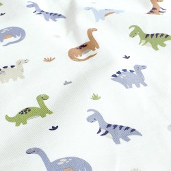 Tela Jersey Dinosaurios Fondo Blanco Roto | Telas Lobo