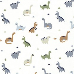 Tela Jersey Dinosaurios Fondo Blanco Roto | Telas Lobo