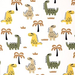 Tela Jersey Dinosaurios Felices y Palmeras | Telas Lobo