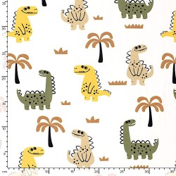Tela Jersey Dinosaurios Felices y Palmeras | Telas Lobo