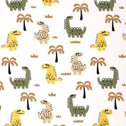 Tela Jersey Dinosaurios Felices y Palmeras | Telas Lobo