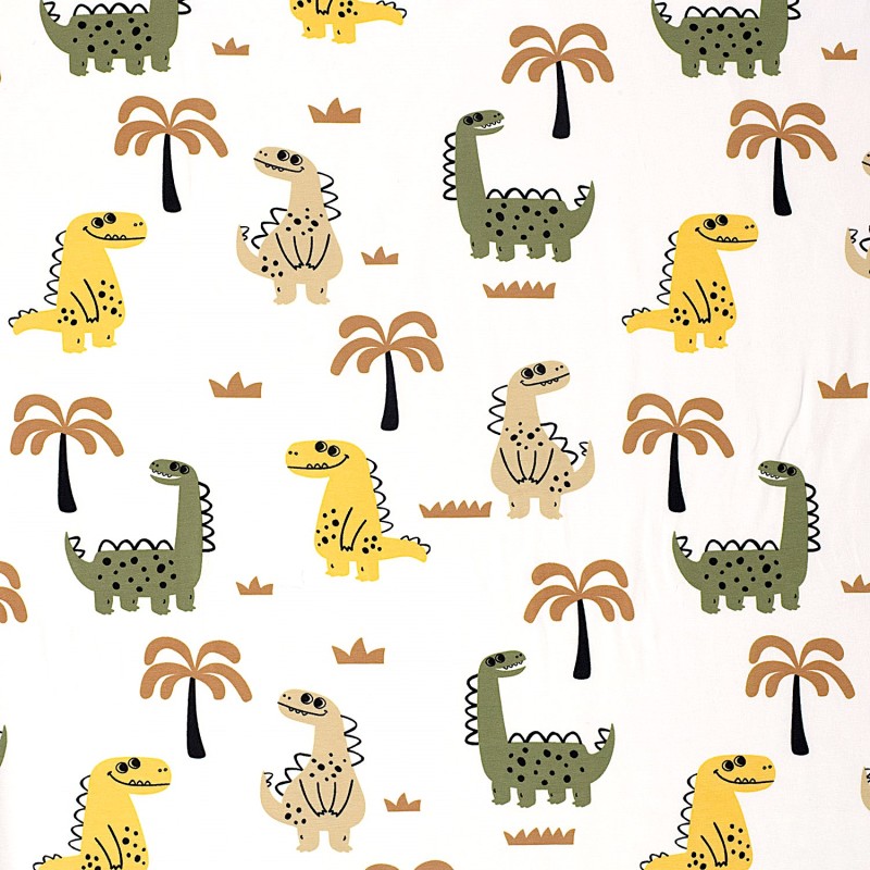 Tela Jersey Dinosaurios Felices y Palmeras | Telas Lobo