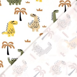 Tela Jersey Dinosaurios Felices y Palmeras | Telas Lobo