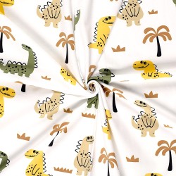 Tela Jersey Dinosaurios Felices y Palmeras | Telas Lobo