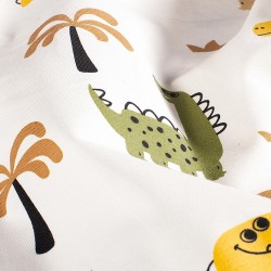 Tela Jersey Dinosaurios Felices y Palmeras | Telas Lobo