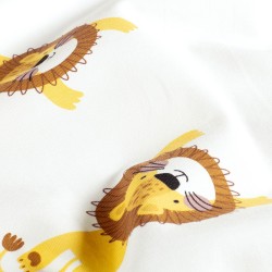 Tela Jersey Pequeños Leones Fondo Blanco Roto | Telas Lobo