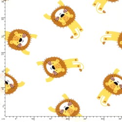 Tela Jersey Pequeños Leones Fondo Blanco Roto | Telas Lobo