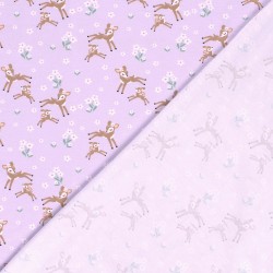 Tela Jersey Pequeños Ciervos en las Flores | Telas Lobo