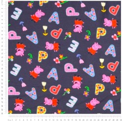 Tela Jersey algodón de Peppa Pig Fondo Gris Oscuro  | Telas Lobo