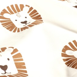 Tela Jersey Cabezas de Leones Fondo Blanco Roto | Telas Lobo