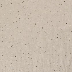 Tela doble gasa gris-beige con lunares dorados | Telas Lobo