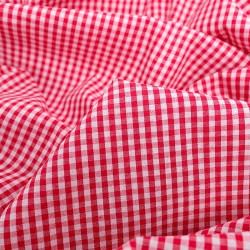 Tela Vichy Rojo y Blanco Cuadros Pequeños de 3mm  | Telas Lobo