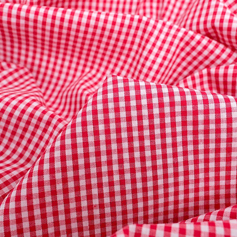 Tela Vichy Rojo y Blanco Cuadros Pequeños de 3mm  | Telas Lobo