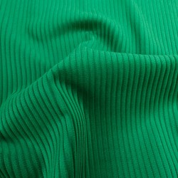 Tela terciopelo acanalado verde albahaca canal ancho 5 mm | Telas Lobo