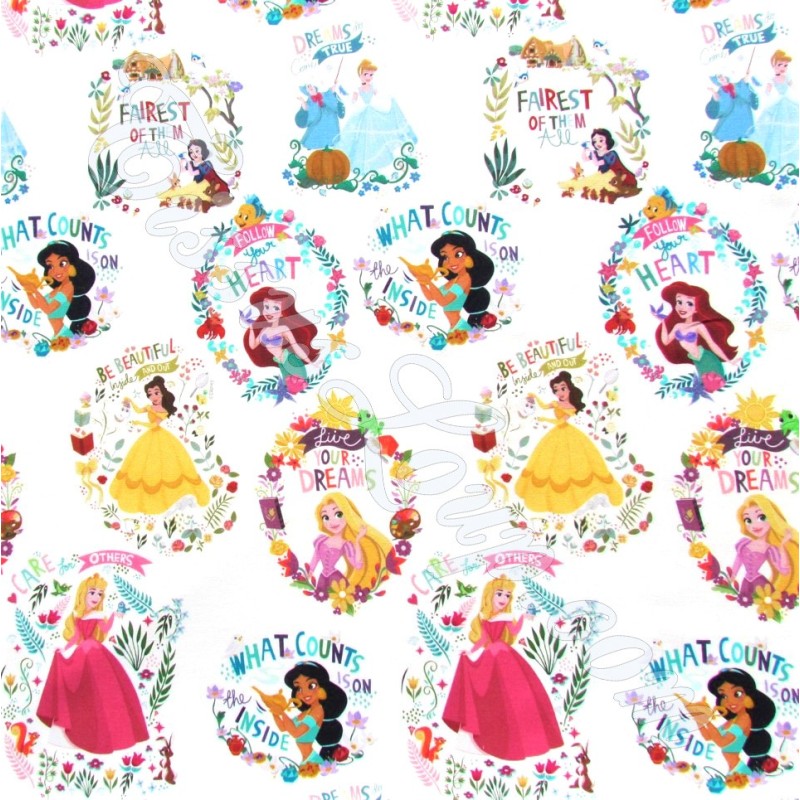 Tela Princesas Disney fondo blanco | Telas Lobo