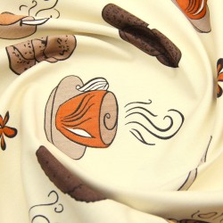 Tela Deco Semi Panamá Café y Galletas Fondo Crema | Telas Lobo