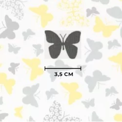 Tel d algodó amarill mariposa grise | Telas Lobo