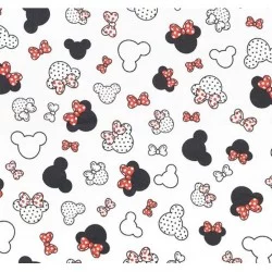 Minnie-Mickey-Mouse-Mous Tel d algodó pequeñ cabez d cabez roj | Telas Lobo