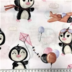 Tele de algodón pingüino y avioneta| Telas Lobo