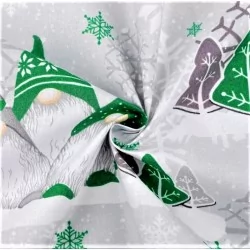 Tela de algodón  Elfo de Navidad Gorros verdes y grises | Telas Lobo