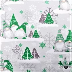 Tela de algodón  Elfo de Navidad Gorros verdes y grises | Telas Lobo