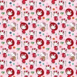 Tela Hello Kitty Kimono fondo rosa | Telas Lobo