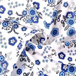 Tela de algodón Flores azules | Telas Lobo