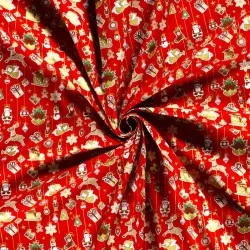 Tela de algodón decoración navideña fondo rojo | Telas Lobo