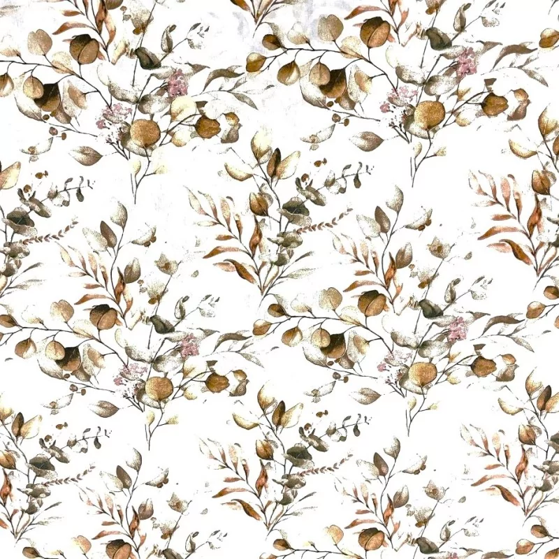 Tela de algodón de eucalipto beige marrón | Telas Lobo