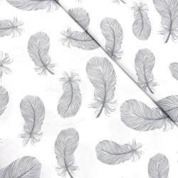 Tela de algodón de plumas grises | Telas Lobo