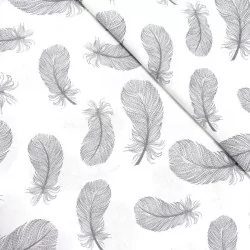 Tela de algodón de plumas grises | Telas Lobo