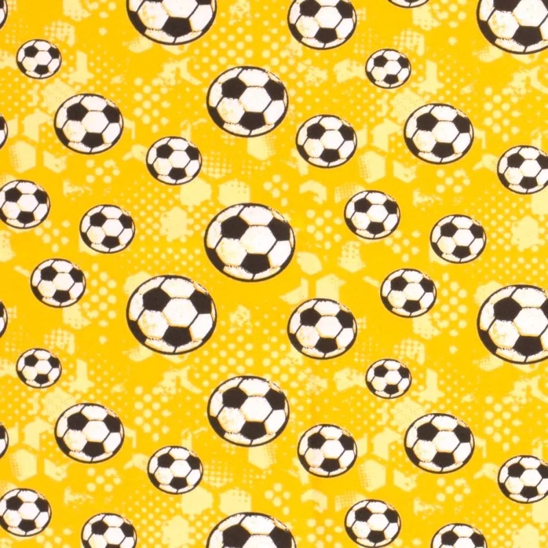 Tela Jersey  algodón de fútbol fondo amarillo | Telas Lobo