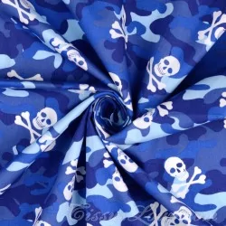 Tela de algodón camuflaje azul y calaveras | Telas Lobo
