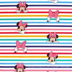 Tela de algodón  Minnie Mouse rayas arco iris Disney | Telas Lobo