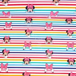 Tela de algodón  Minnie Mouse rayas arco iris Disney | Telas Lobo