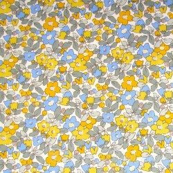 Tela de algodón Pequeñas flores Amarillas y Azules| Telas Lobo