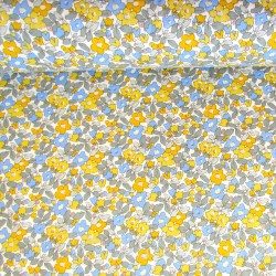 Tela de algodón Pequeñas flores Amarillas y Azules| Telas Lobo