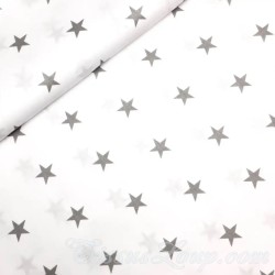 Tela de algodón de estrellas grises Fondo Blanco | Telas Lobo