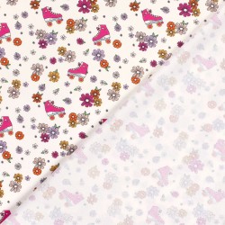 Tela Jersey algodón de Patines de Ruedas y Flores | Telas Lobo