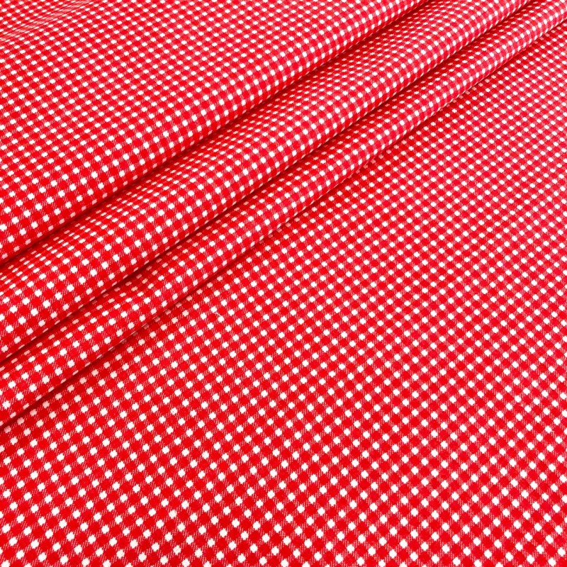Tela algodón de Pequeños Cuadros Rojo y Blanco 3mm  | Telas Lobo