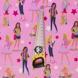 Tela de algodón Barbie Power Girl Fondo Rosa | Telas Lobo
