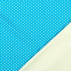 Tela jersey Lunares Blancos 3mm Fondo Azul Turquesa | Telas Lobo