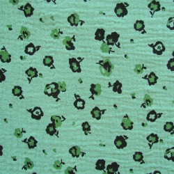 Tela Doble Gasa de algodón Flores Verdes | Telas Lobo